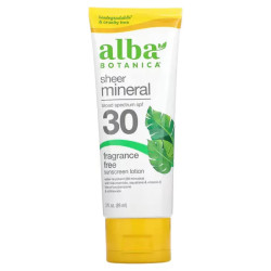 Солнцезащитный лосьон SPF 30, Alba Botanica Sheer Mineral Sunscreen Lotion, минеральный, без запаха, 89 мл