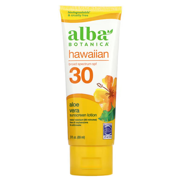 Сонцезахисний лосьйон SPF 30, Hawaiian Sunscreen Lotion, Alba Botanica, гавайський, алое вера, 89 мл