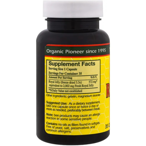 Маточне молочко, Royal Jelly, YS Eco Bee Farms, 2000мг, 35 капсул