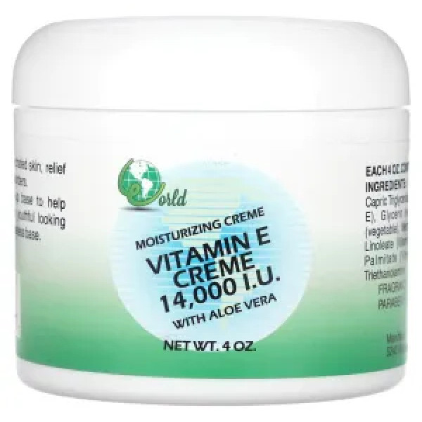 Крем з вітаміном E та алое вера, Vitamin E Creme with Aloe Vera, World Organic, без аромату, 118 мл