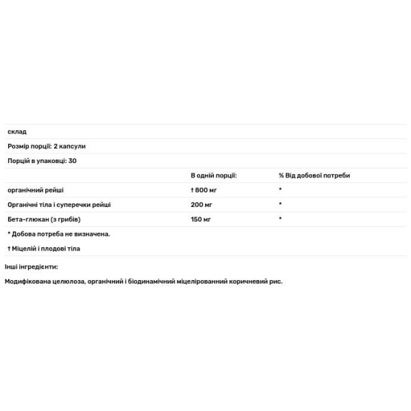 Гриби рейші, Reishi, New Chapter, органік, 60 капсул