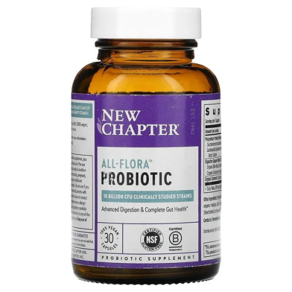Пробіотик, Probiotic All-Flora, New Chapter, 30 капсул
