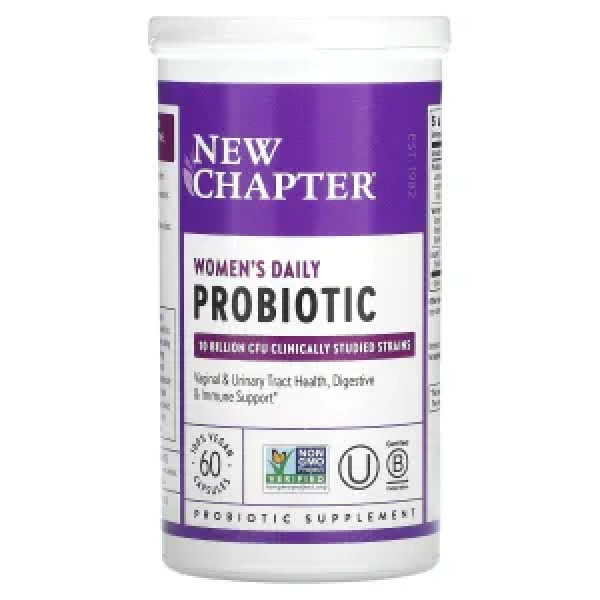 Пробіотик для жінок, Women's Daily Probiotic, New Chapter, 10 млрд КУО, 60 капсул.