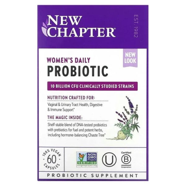 Пробіотик для жінок, Women's Daily Probiotic, New Chapter, 10 млрд КУО, 60 капсул.