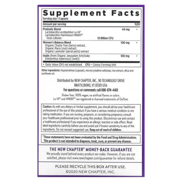 Пробіотик для жінок, Women's Daily Probiotic, New Chapter, 10 млрд КУО, 60 капсул.