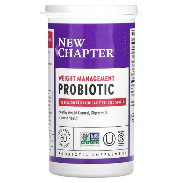Пробіотик для контролю ваги, Weight Management Probiotic, New Chapter, 10 мільярдів КУО, 60 капсул