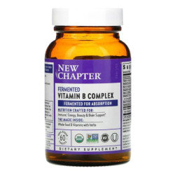 В комплекс ферментированный, New Chapter Fermented Vitamin B Complex, 60 веганских таблеток