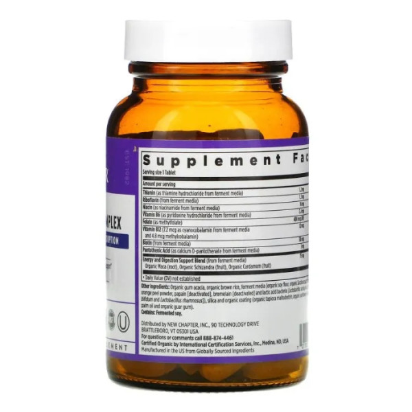 Комплекс вітамінів B ферментований, Fermented Vitamin B Complex, New Chapter, 60 веганських таблеток