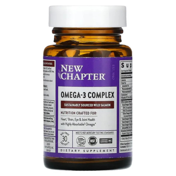 Омега-3 комплекс, Omega-3 Complex, New Chapter, 30 гелевих капсул