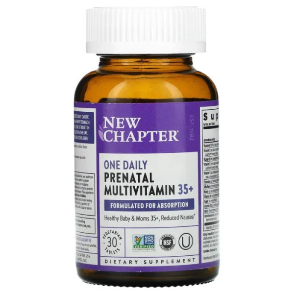 Мультивітаміни для вагітних 35+, One Daily Prenatal Multivitamin 35+, New Chapter, 30 вегетаріанських пігулок