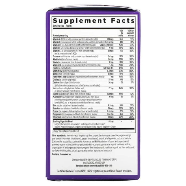 Мультивітаміни для вагітних 35+, One Daily Prenatal Multivitamin 35+, New Chapter, 30 вегетаріанських пігулок