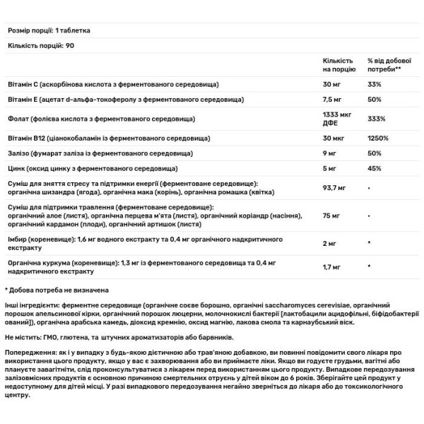 Залізо ферментоване, Fermented Iron, New Chapter, комплекс, 90 вегетаріанських таблеток