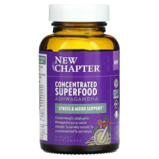 Ашваганда, New Chapter Concentrated Superfood Ashwagandha, концентрований суперфуд, 60 веганських капсул