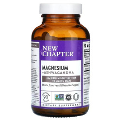 Магній з ашвагандою, New Chapter Magnesium + Ashwagandha, 90 веганських пігулок