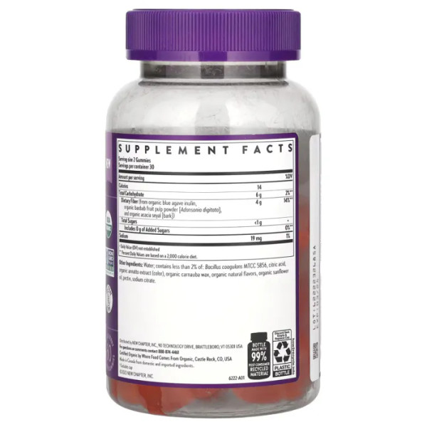 Пищевая клетчатка, Organic Fiber Gummies, New Chapter, органическая, со вкусом ягод и цитруса, 60 жевательных конфет