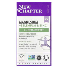 Магній з селеном та цинком, Magnesium + Selenium & Zinc New Chapter, 30 веганських таблеток
