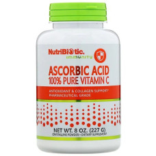 Аскорбиновая кислота 100% чистый витамин C кристаллический порошок, NutriBiotic Ascobic Acid, 227 г