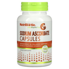 Аскорбат натрия, NutriBiotic Sodium Ascorbate, 100 веганских капсул