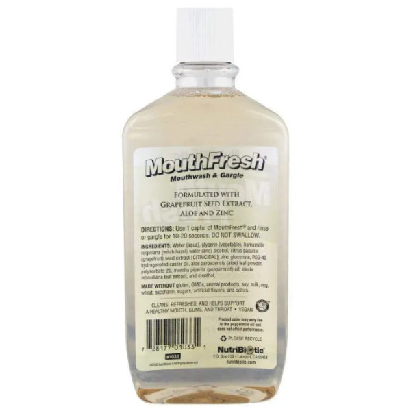 Ополаскиватель для полости рта и горла, Mouth Fresh, NutriBiotic, перечная мята, 473 мл