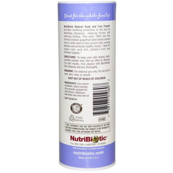 Порошок для ног и тела, Body & Foot Powder, NutriBiotic, 113 г
