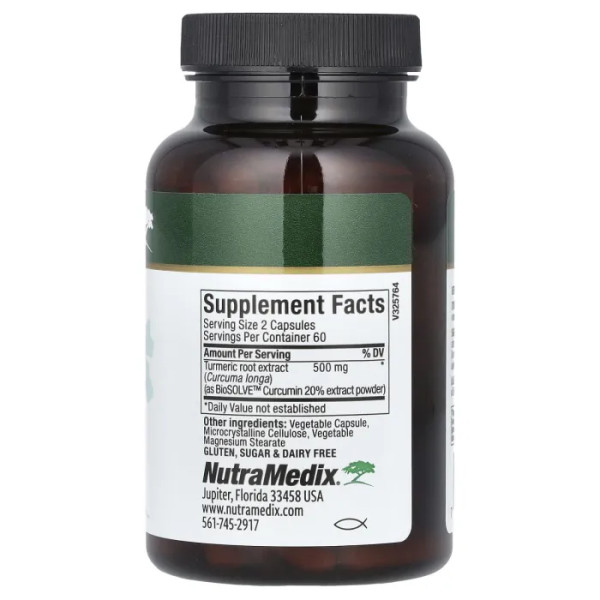 Куркумін, Curcumin From Turmeric, NutraMedix, високе поглинання, 120 вегетаріанських капсул