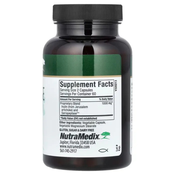 Серрапептаза з інуліном, Serrapeptase with Inulin, NutraMedix, 120 вегетаріанських капсул