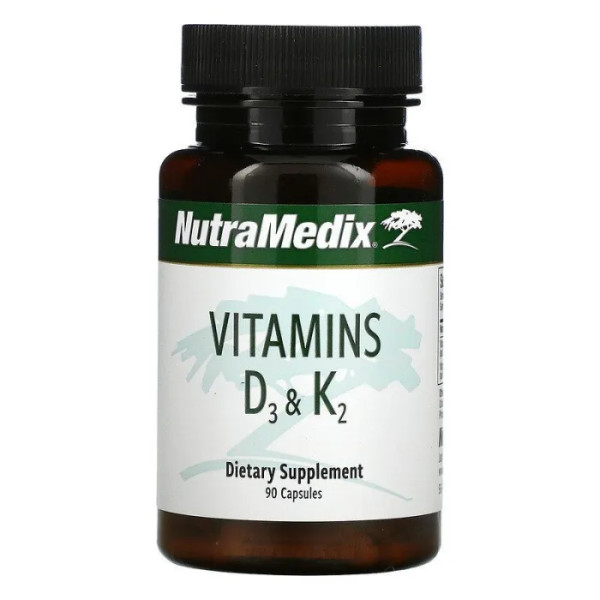 Вітаміни D3 та K2, Vitamins D3 & K2, NutraMedix, 90 капсул