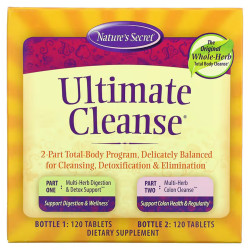 Очищение организма, Nature's Secret Ultimate Cleanse, 2-х компонентная программа, 2 банки по 120 таблеток