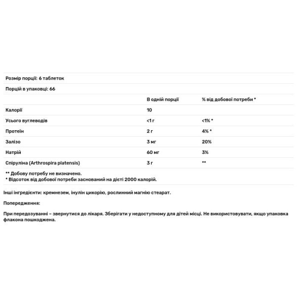 Спіруліна, Nutrex Hawaii, гавайська, чиста, 3 г, 400 таблеток (500 мг у таблетці)