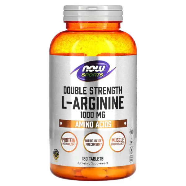 L-аргінін, L-Arginine, Now Foods, Sports, подвійна сила, 1000 мг, 180 таблеток