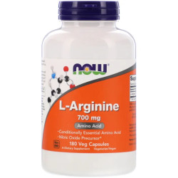 L-аргинин 700 мг, Now Foods L-Arginine, 180 вегетарианских капсул