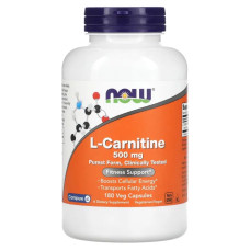 L-карнитин 500 мг, Now Foods L-Carnitine, 180 вегетарианских капсул