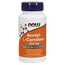 Ацетил-L-карнитин 500 мг, Acetyl-L-Carnitine Now Foods, 50 вегетарианских капсул