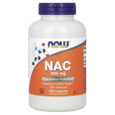 Ацетилцистеин, Now Foods NAC (N-Acetyl Cysteine), 600 мг, 250 вегетарианских капсул