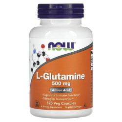 L-глутамин, Now Foods L-Glutamine, 500 мг, 120 вегетарианских капсул