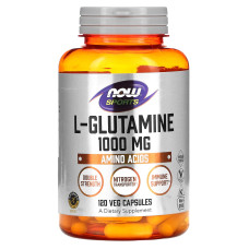 L-глутамин, Now Foods L-Glutamine, подвійна сила, 1000 мг, 120 вегетарианских капсул