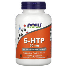 5-HTP, Now Foods 5-Hydroxytryptophan, 50 мг, 180 вегетарианских капсул