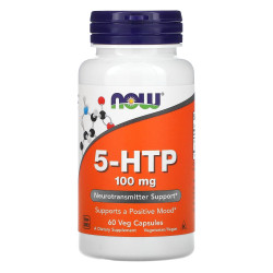 5-HTP, NOW Foods 5-Гидрокситриптофан, 100 мг, 60 вегетаріанських капсул