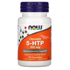 5-HTP (5-гідрокситриптофан), Now Foods 5-HTP, жевательные таблетки с цитрусовым вкусом, 100 мг, 90 шт.