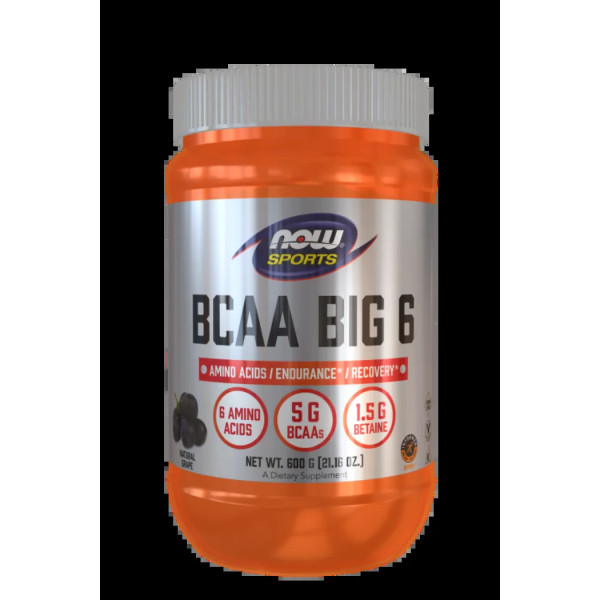 BCAA 6, смак винограду, Big 6, Now Foods, Sports, 600 г