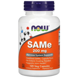 SAMe 200 мг, NOW Foods SAMe, 120 вегетарианских капсул