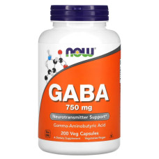 ГАМК 750 мг, NOW Foods GABA, 200 капсул