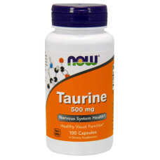 Таурин 500 мг, Now Foods Taurine, 100 вегетарианских капсул