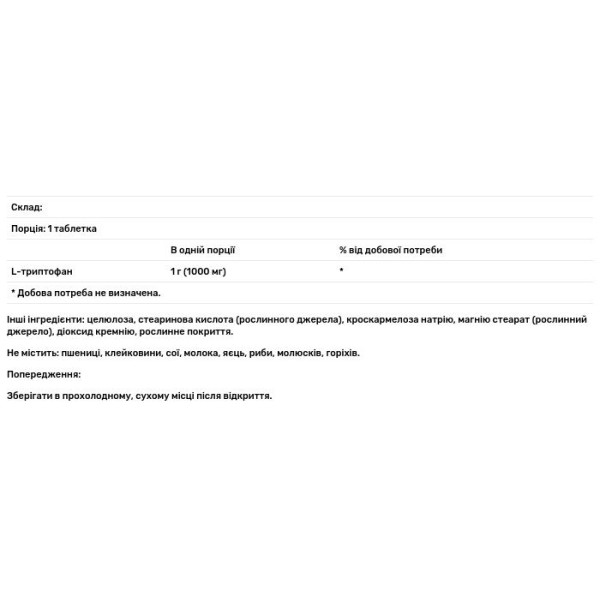 Триптофан (L-Tryptophan), Now Foods, подвійна сила, 1000 мг, 60 таблеток