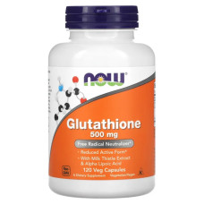 Глутатіон 500 мг, Now Foods Glutathione, 120 рослинних капсул
