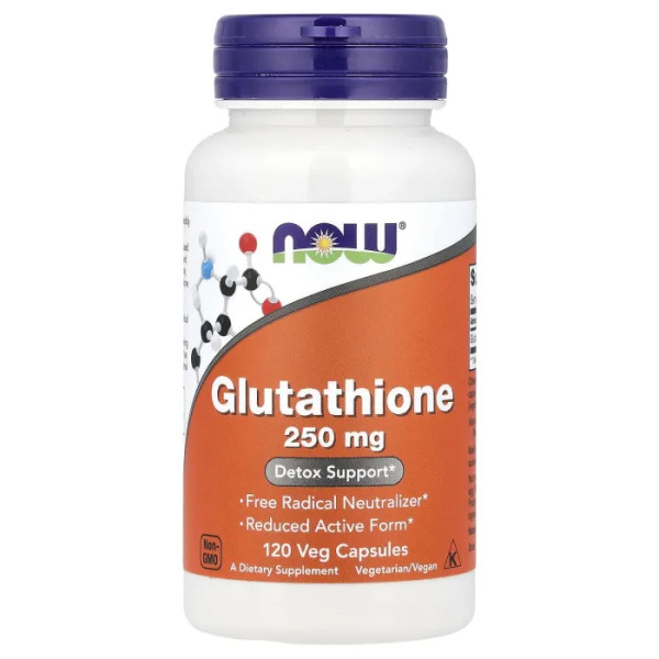 Глутатіон, Glutathione, NOW Foods, 250 мг, 120 вегетаріанських капсул