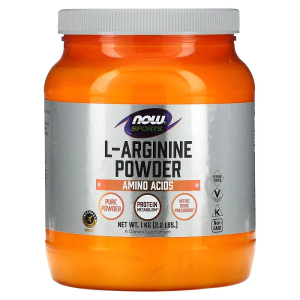 L-аргинин, L-Arginine, Now Foods, Sports, порошок, 1 кг