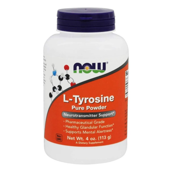 Тирозин, L-Tyrosine, Now Foods, порошок, 113 гр