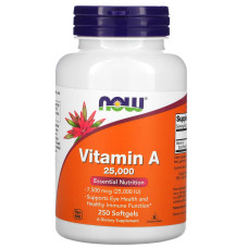 Вітамін А 7500 мкг, Now Foods Вітамін А, 250 гелевих капсул