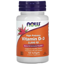 Витамин D-3 50 мкг (2000 МЕ), Now Foods Vitamin D-3, 120 гелевых капсул, высокоэффективный